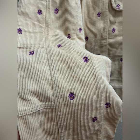 Pacsun Off White Embroidered Corduroy Low Rise Puddle Pants XS - Picture 8 of 13